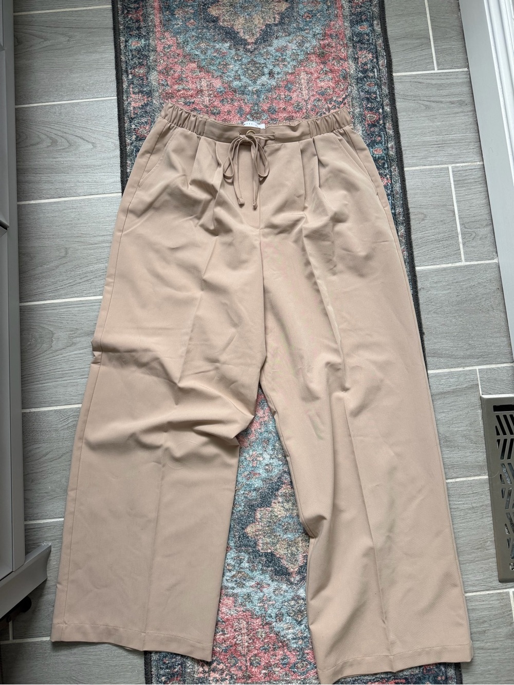 ASOS Wide-Leg Drawstring Pants in Beige